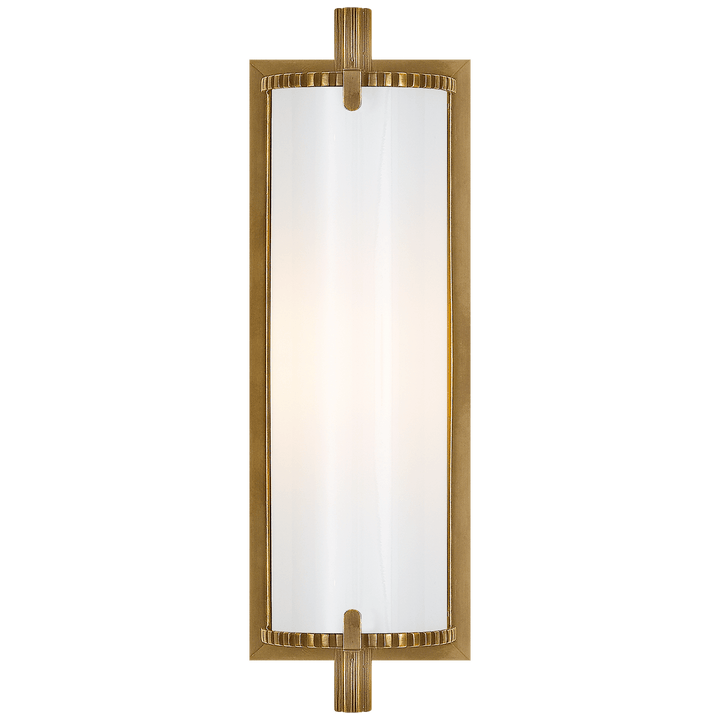 Calliope Short Bath Light in Hand-Rubbed Antique Brass with White Glass