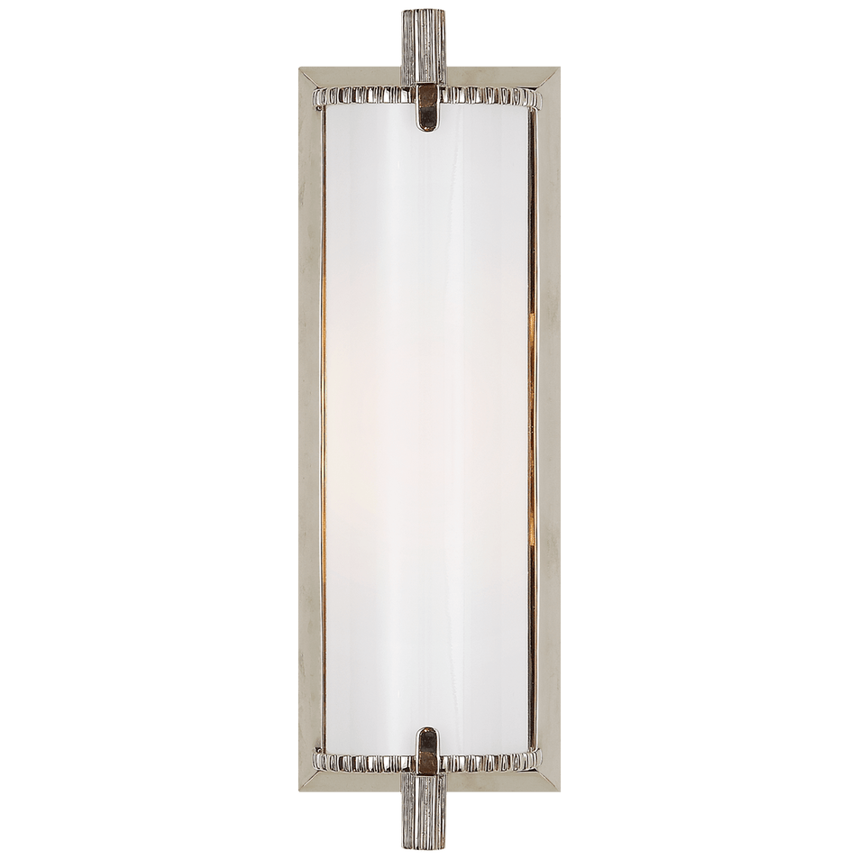 Calliope Short Bath Light in Polished Nickel with White Glass