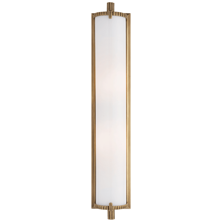 Calliope Tall Bath Light in Hand-Rubbed Antique Brass with White Glass