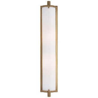 Calliope Tall Bath Light in Hand-Rubbed Antique Brass with White Glass