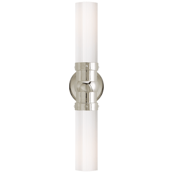 Graydon Double Bath Light in Polished Nickel with White Glass