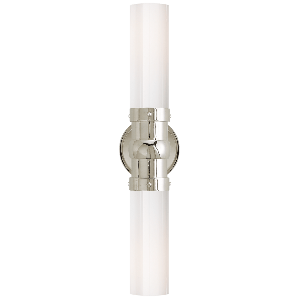 Graydon Double Bath Light in Polished Nickel with White Glass