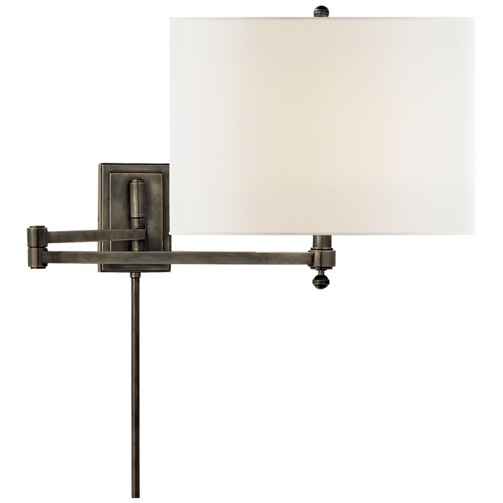 Hudson Swing Arm in Bronze with Linen Shade