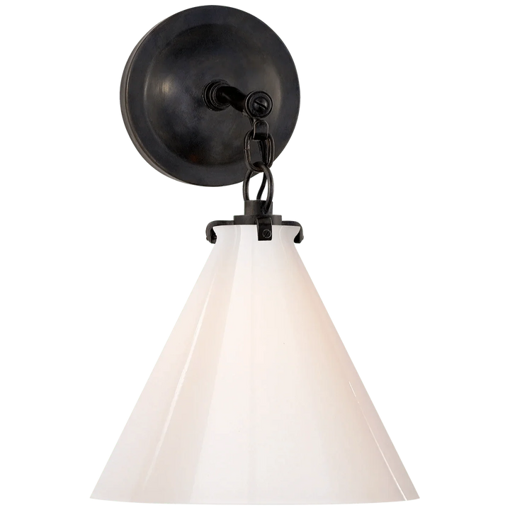 Katie Small Conical Sconce, a premium Bath light by Visual Comfort. Close - up image of its design.