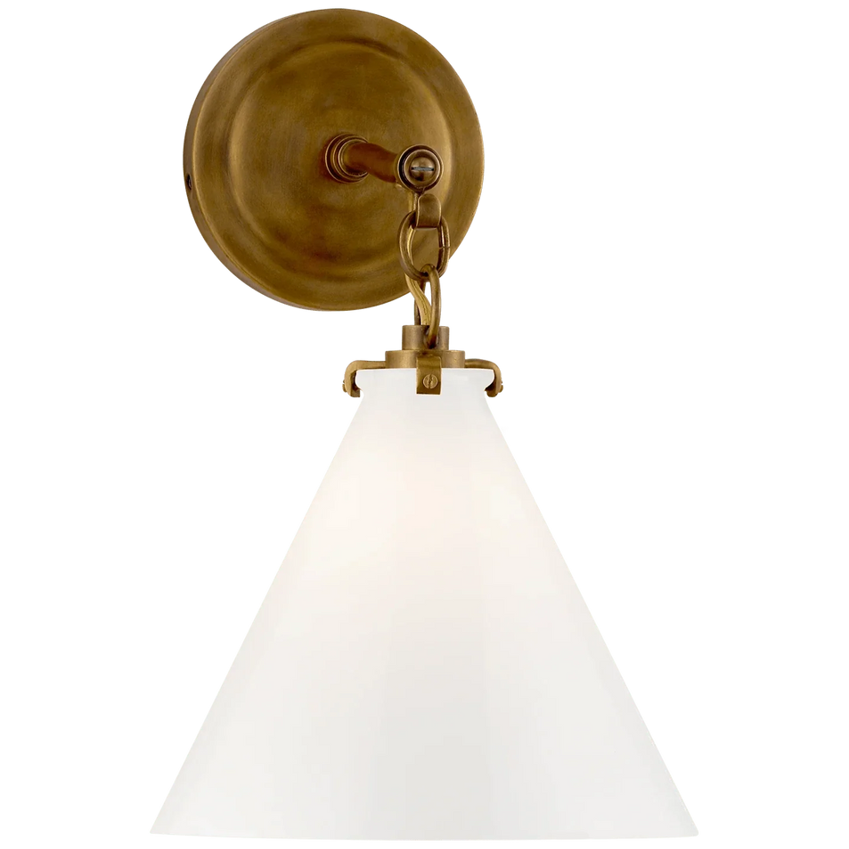 Katie Small Conical Sconce, a premium Bath light by Visual Comfort. Close - up image of its design.