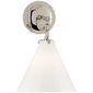 Katie Small Conical Sconce in Polished Nickel with White Glass