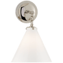 Katie Small Conical Sconce in Polished Nickel with White Glass