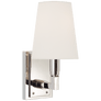 Watson Small Sconce in Polished Nickel with Linen Shade