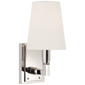 Watson Small Sconce in Polished Nickel with Linen Shade