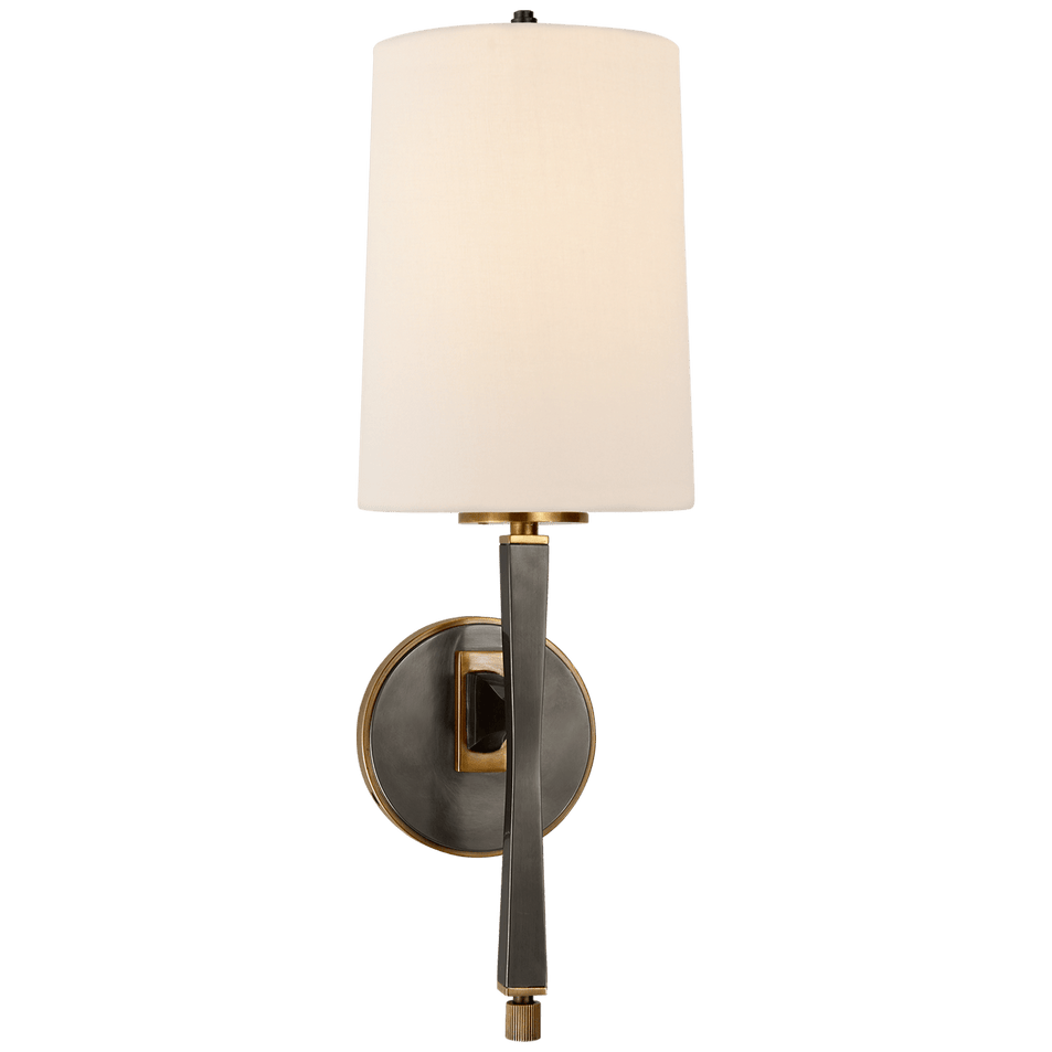 Edie Sconce in Bronze and Brass with Linen Shade