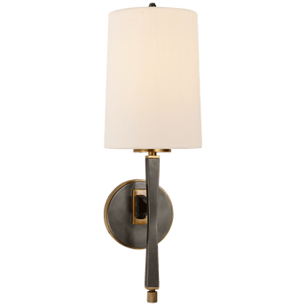 Edie Sconce in Bronze and Brass with Linen Shade