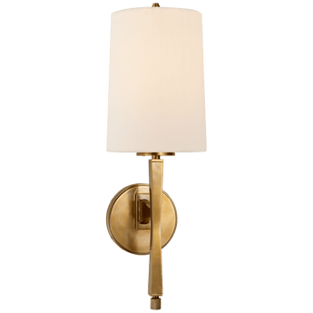 Edie Sconce in Hand-Rubbed Antique Brass with Linen Shade