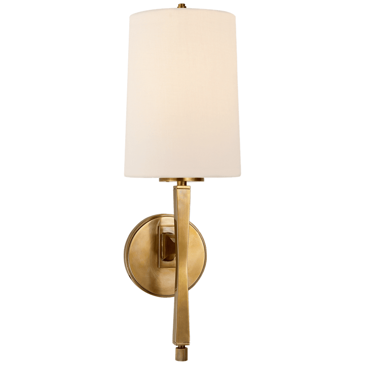 Edie Sconce in Hand-Rubbed Antique Brass with Linen Shade