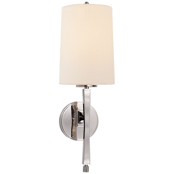 Edie Sconce in Polished Nickel with Linen Shade