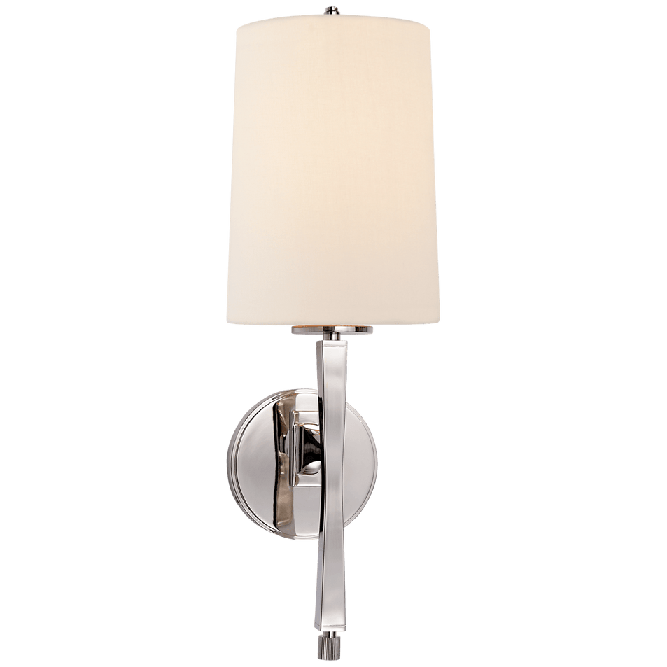 Edie Sconce in Polished Nickel with Linen Shade