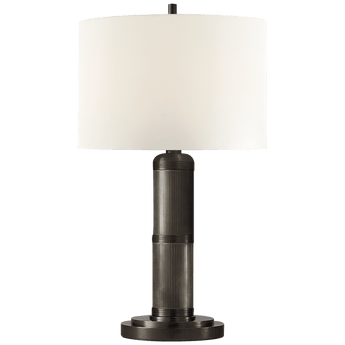 Longacre Small Table Lamp in Bronze with Linen Shade