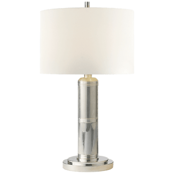 Longacre Small Table Lamp in Polished Nickel with Linen Shade