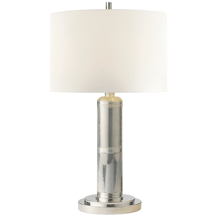 Longacre Small Table Lamp in Polished Nickel with Linen Shade