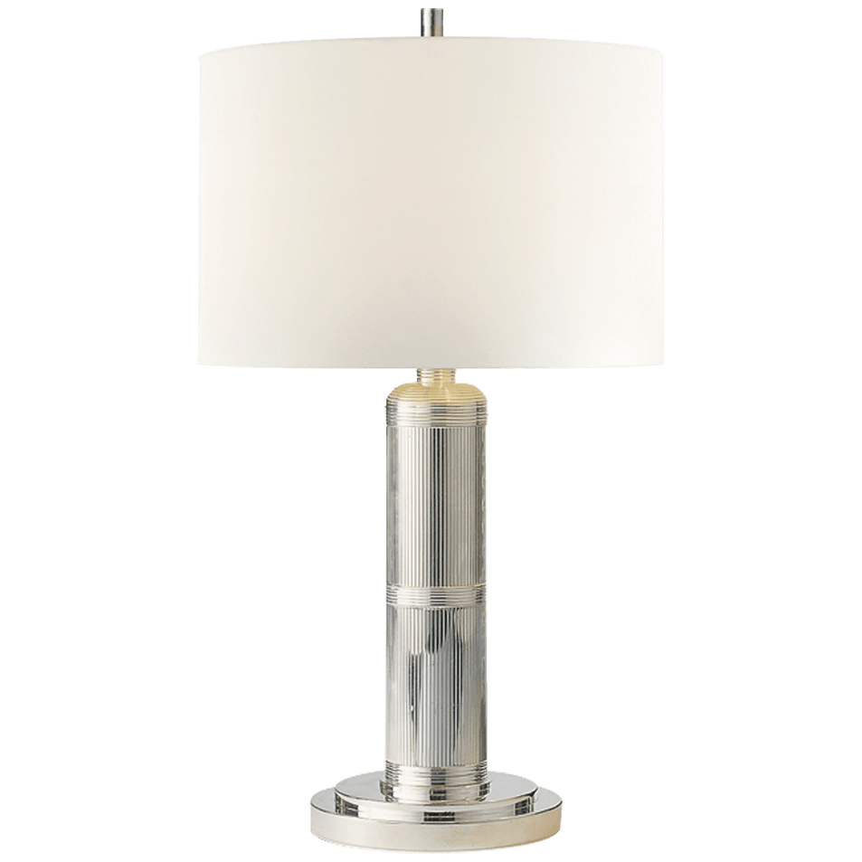Longacre Small Table Lamp in Polished Nickel with Linen Shade