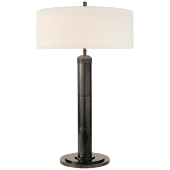 Longacre Tall Table Lamp in Bronze with Linen Shade