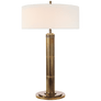 Longacre Tall Table Lamp in Hand-Rubbed Antique Brass with Linen Shade