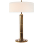 Longacre Tall Table Lamp in Hand-Rubbed Antique Brass with Linen Shade