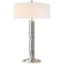 Longacre Tall Table Lamp in Polished Nickel with Linen Shade