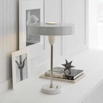 Carlo Table Lamp in Polished Nickel and Antique White