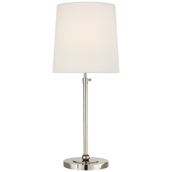 Bryant Large Table Lamp in Polished Nickel with Linen Shade