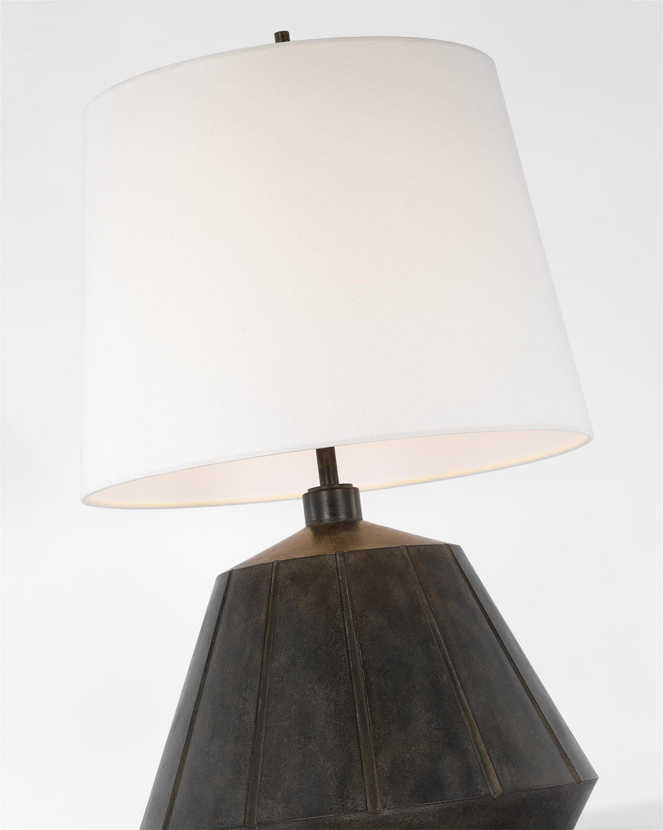 Frey Medium Table Lamp in Garden Bronze with Linen Shade
