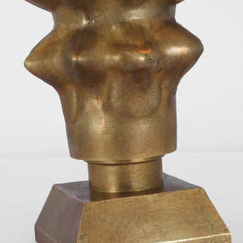 Luxor Medium Table Lamp in Museum Brass with Linen Shade