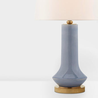 Luisa Large Table Lamp in Polar Blue Crackle with Linen Shade