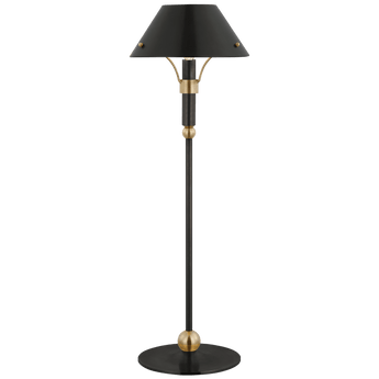 Turlington Medium Table Lamp in Bronze and Hand-Rubbed Antique Brass with Bronze Shade