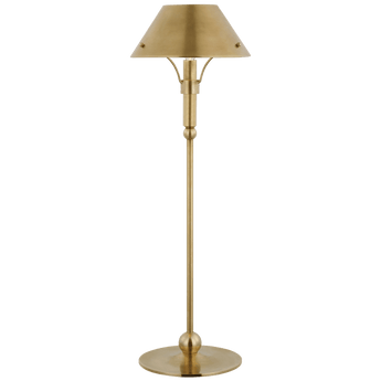 Turlington Medium Table Lamp in Hand-Rubbed Antique Brass with Hand-Rubbed Antique Brass Shade