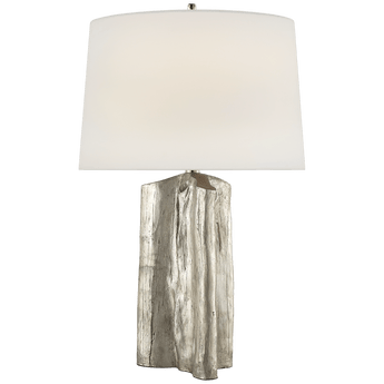 Sierra Buffet Lamp in Burnished Silver Leaf with Linen Shade