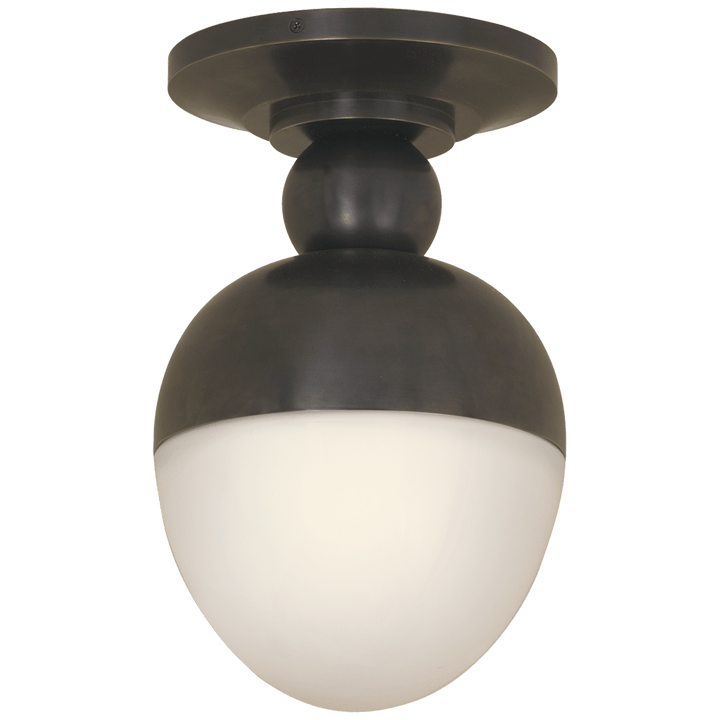 Clark Flush Mount in Bronze with White Glass