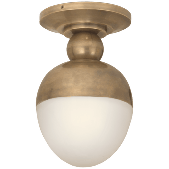 Clark Flush Mount in Hand-Rubbed Antique Brass with White Glass