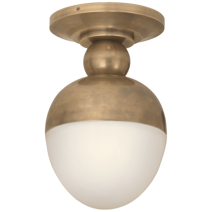 Clark Flush Mount in Hand-Rubbed Antique Brass with White Glass