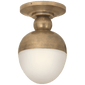 Clark Flush Mount in Hand-Rubbed Antique Brass with White Glass
