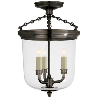 Merchant Semi-Flush in Bronze with Clear Glass