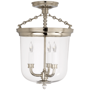 Merchant Semi-Flush in Polished Nickel with Clear Glass