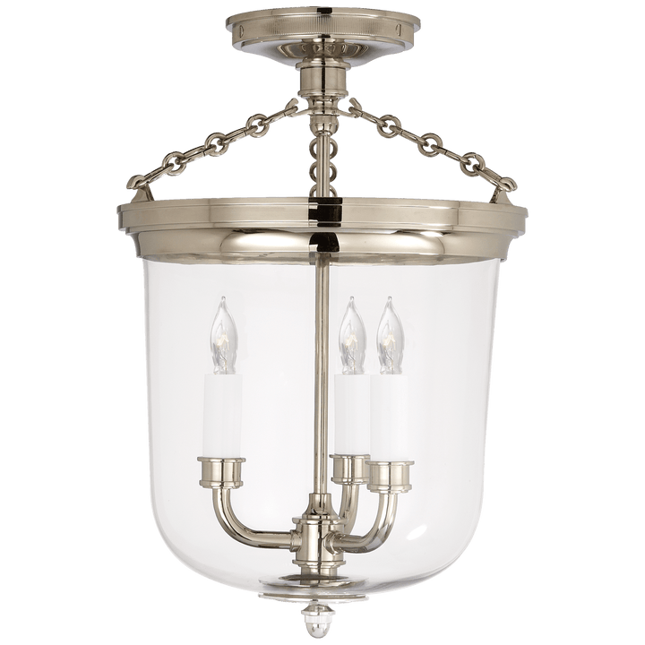 Merchant Semi-Flush in Polished Nickel with Clear Glass