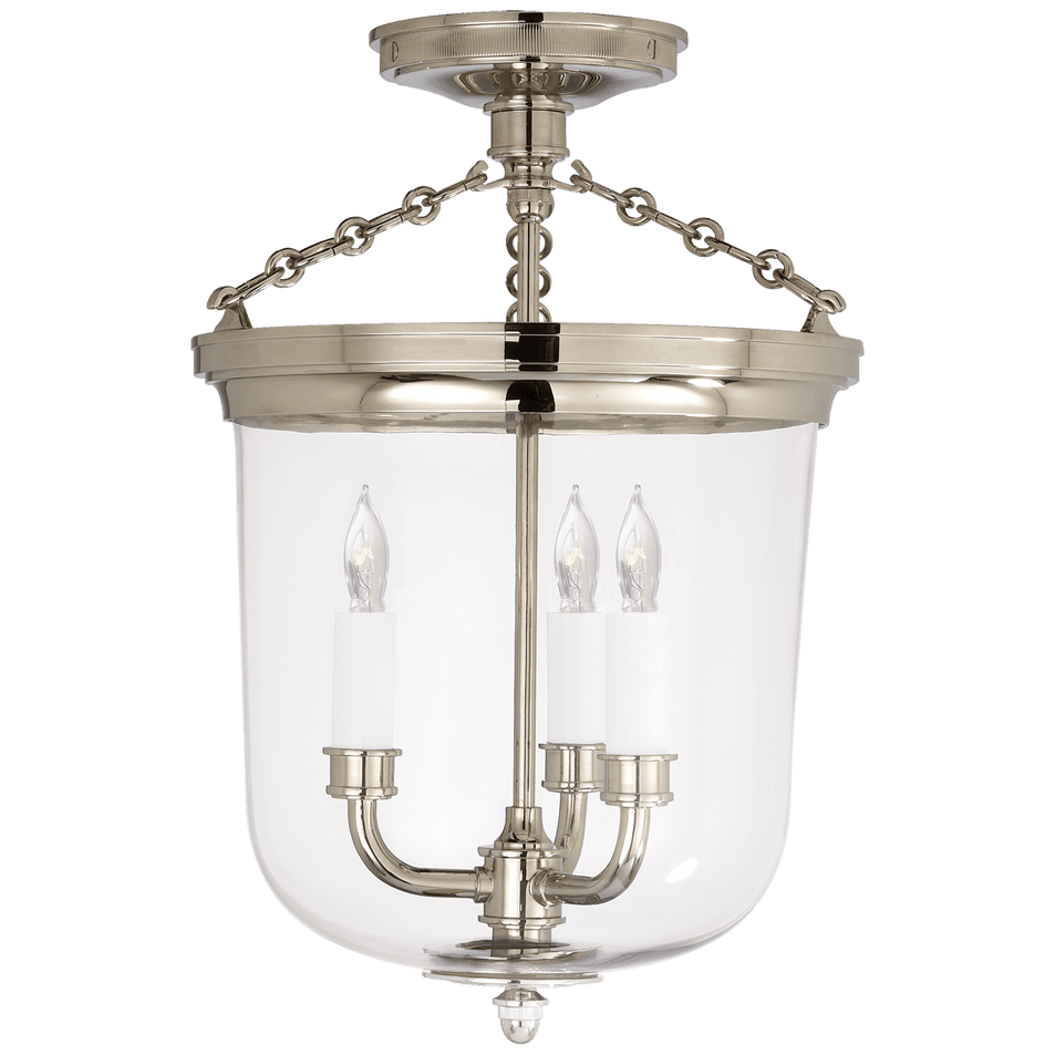 Merchant Semi-Flush in Polished Nickel with Clear Glass