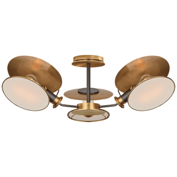 Osiris Medium Reflector Semi-Flush Mount in Bronze and HAB with Linen Diffusers