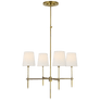 Bryant Small Chandelier in Hand-Rubbed Antique Brass with Linen Shades