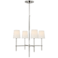 Bryant Small Chandelier in Polished Nickel with Linen Shades