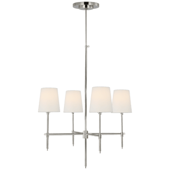 Bryant Small Chandelier in Polished Nickel with Linen Shades