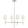 Bryant Large Chandelier in Polished Nickel with Linen Shades