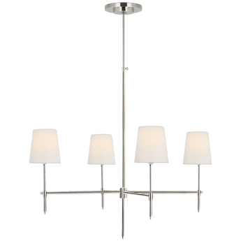 Bryant Large Chandelier in Polished Nickel with Linen Shades