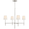 Bryant Large Chandelier in Polished Nickel with Linen Shades